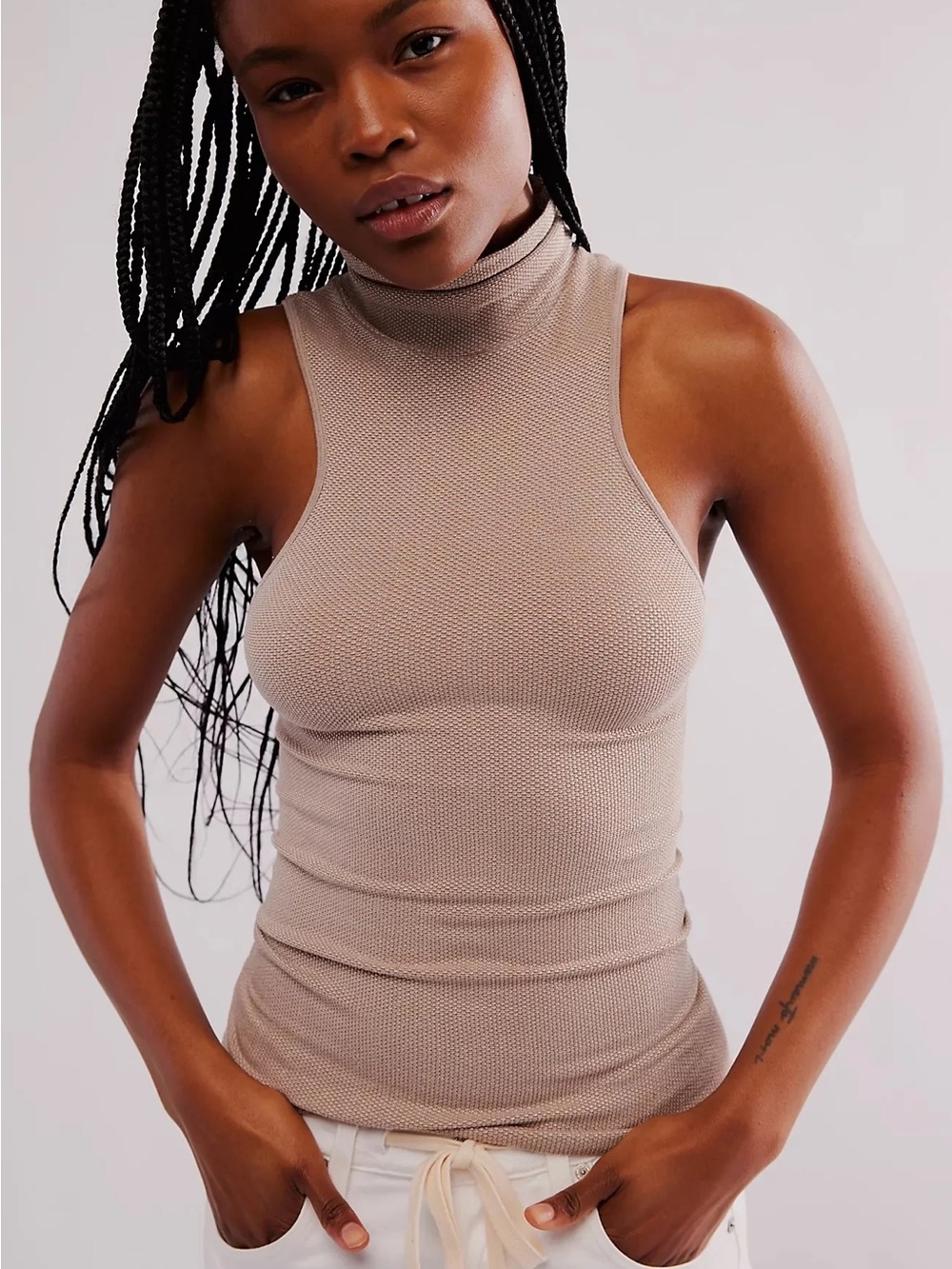 NWT $40 Free People Always Ready Seamless Turtleneck Tank M/L